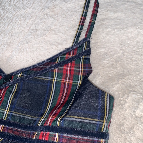 GAP 6/7 Plaid Tartan Sleeveless Top EUC “Silky” Strappy Navy & Red - Picture 6 of 13